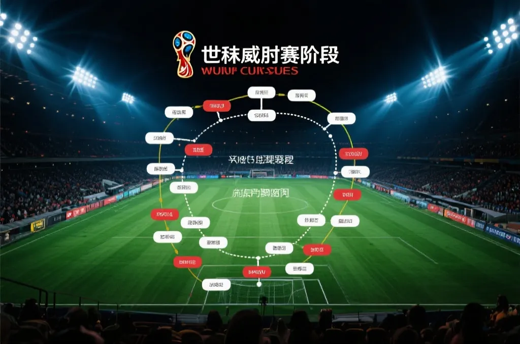 世界杯赛程阶段示意图,突出小组赛、淘汰赛与决赛节点